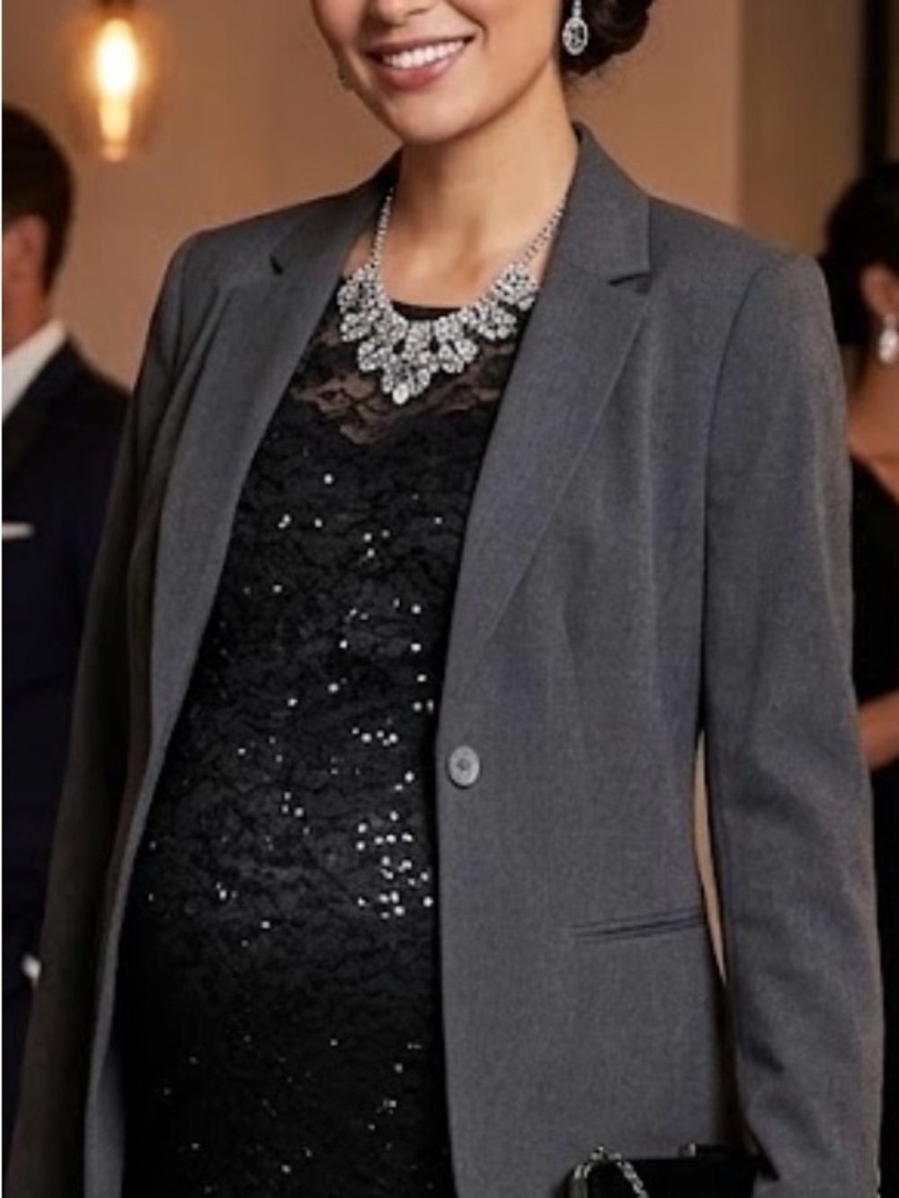 A Pea in the Pod Dark Gray Single-Button Maternity Blazer